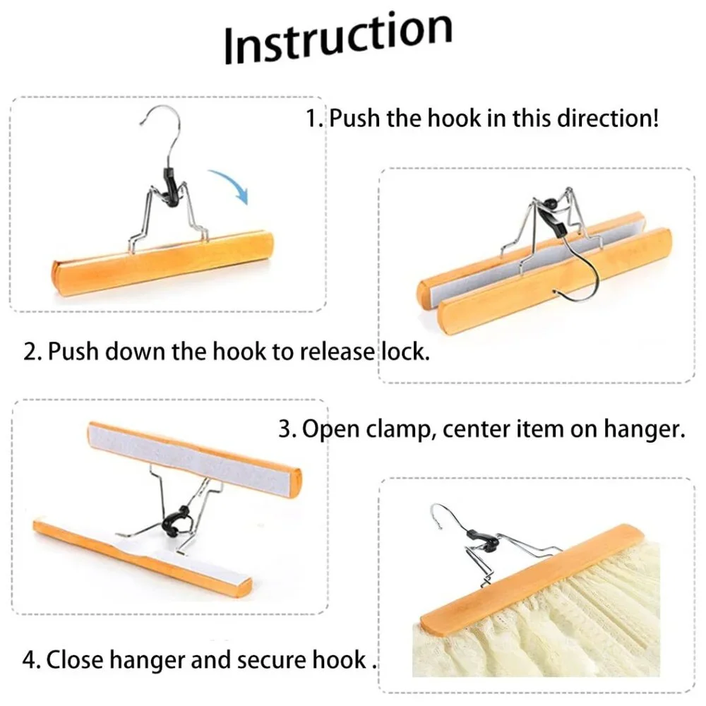 Wooden Clamp Hangers Pants Trousers Skirt 10